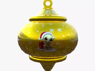 Playful Baby Holiday Golden Bauble 3D Model SubReady PBR  Low-poly 3D model