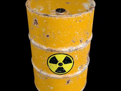 Damage Yellow Barrel Low-poly 3D model
