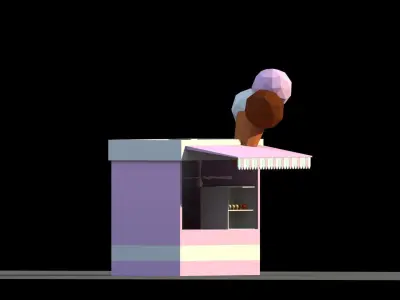 Low Poly Ice Cream Stand Low-poly 3D model
