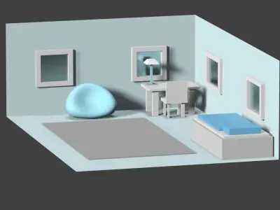 bedroom Low-poly 3D model 2