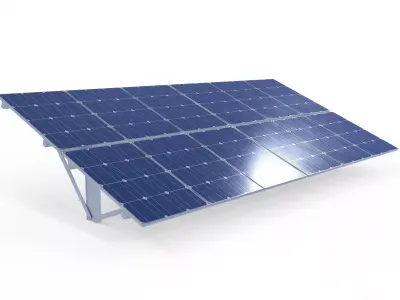Solar Panel on Rack Low-poly 3D model