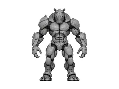 Rhino Cyborg Low-poly 3D model