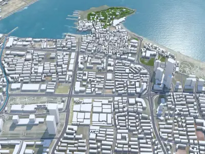 Yantai Shandong China 150km Low-poly 3D model