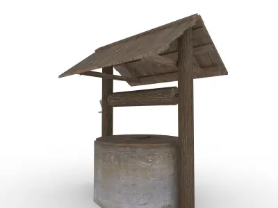 Village water well model Low-poly 3D model