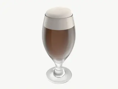Beer glass with foam 03 3D model
