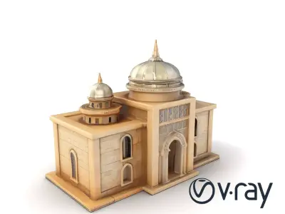 Grand Mosque Architecture Stone Surface Model Pack Low-poly 3D model