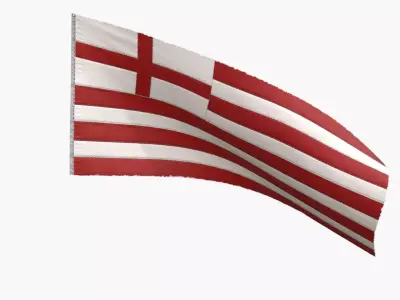 British East India Company Flag 1600-1707 Low-poly 3D model