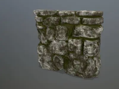 stairs stone wall with moss Low-poly 3D model