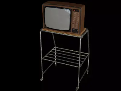 Grundig SuperColor 8642 Vintage TV with Rack 3D model