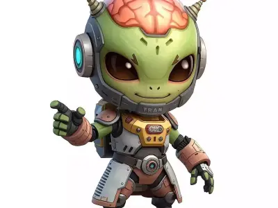 Aesthetic Sci Fi Chibi Characters Collection 3D Model Pack