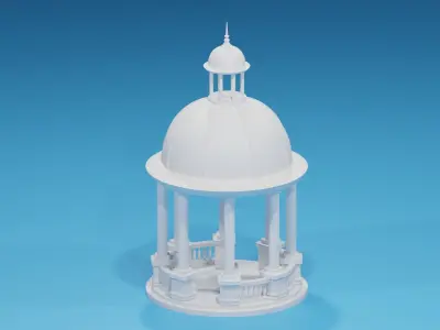 Cartoon Stone Gazebo with Roof 3D model