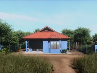 Single Storey House Low-poly 3D model