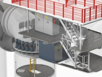  Wind Turbine Nacelle Cutaway Gray 