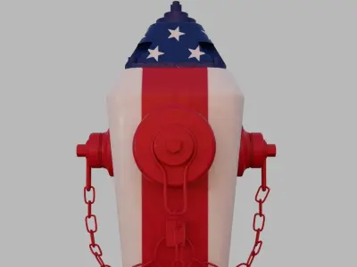 Fire Hydrant 19 - American Flag Patriotic Fireplug 3D model