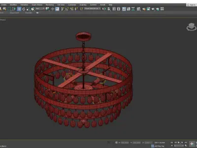 Perla 6 Light Chandelier Antiqued Gold Low-poly 3D model