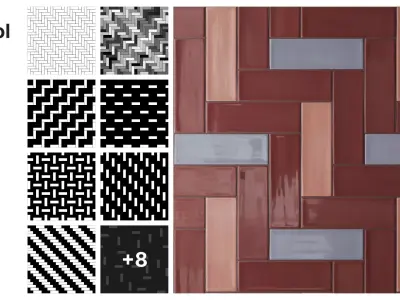 Subway Tile in Herringbone  Layout Texture