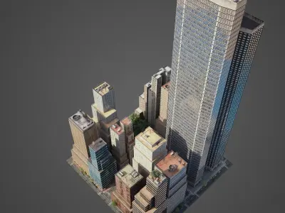 Realistic City District H5-C5 3D model