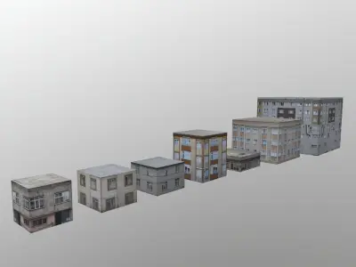 7 apartments with one texture Low-poly 3D model