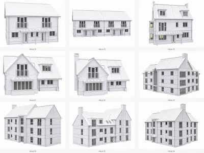 Neighborhood Houses Collection  - 36 Pack  Low-poly 3D model