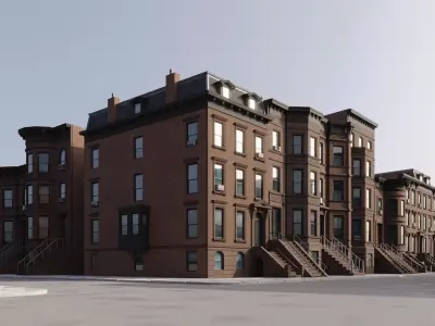 New York Brownstones - American Row Houses Pack Low-poly 3D model