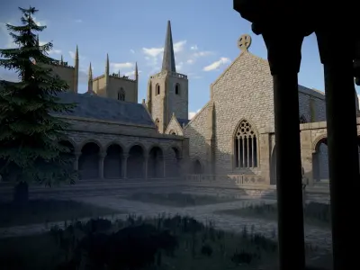 Modular Medieval Church Low-poly 3D model