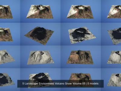 5 Landscape Environment Volcano Snow Volume 05 3D Model Pack
