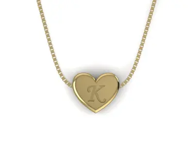 Pendant initial heart K 3D print model
