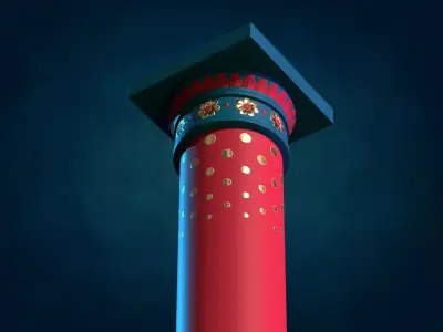 Pillar Column textured Low-poly 3D model
