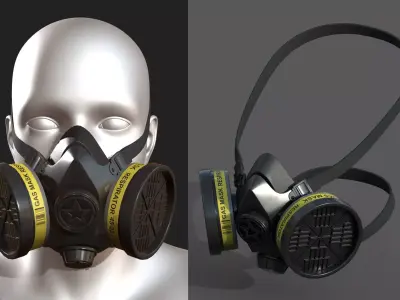 Gas mask protection futuristic plastic Black  Low-poly 3D model