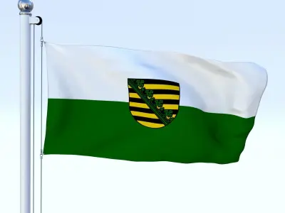 Animated Saxony German State Flag Low-poly 3D model