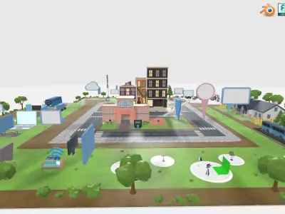 3D Metaverse FrameVR Environment Baked Low-poly 3D model