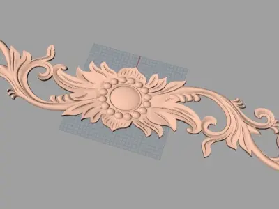 Furniture decorative flower 3D STL model for CNC carving E058 3D model