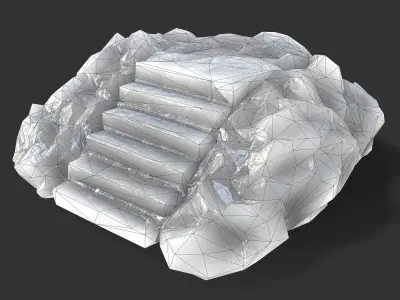 stairs stone 12 Low-poly 3D model