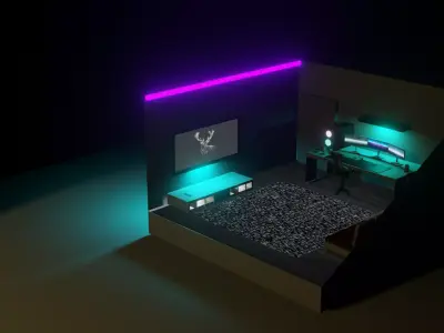 Room with the dark theme Free 3D model
