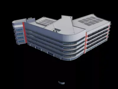 3D Building Low Poly  Low-poly 3D model