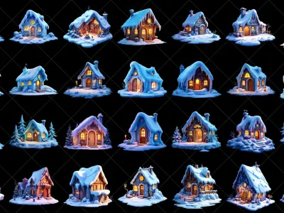 119 Transparent Fantasy Snow Hut House Building Game Asset Texture
