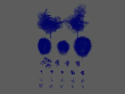 Stylized Foliage Pack - UE4 preview images Low-poly 3D model