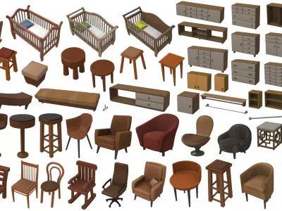 Cartoon furniture props pack 200Plus 3D model