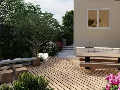 3D Exterior Scene 3D model design garden and landscape 3D 3D model order