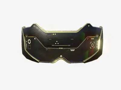 SciFi Glasses F08 Black Gold - Character Design Fashion Low-poly 3D model