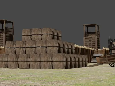 Wood Fortres Free low-poly 3D model