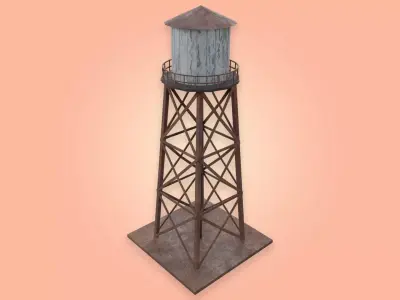 Old Water Tower Low-poly 3D model