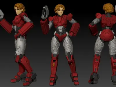 Scifi Lady Elite Soldier 100mm 3D print model