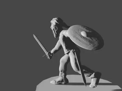 Beran man holding shield 3D print model