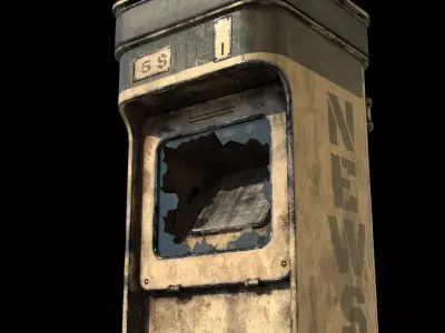 Newsstand old newspaper machine Low-poly 3D model