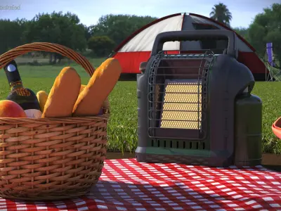  Picnic Set with Portable Gas Heater Green 