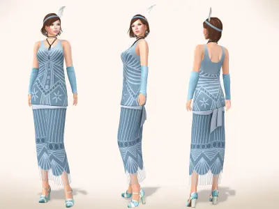 1920s Flapper Dress Outfit Low-poly 3D model
