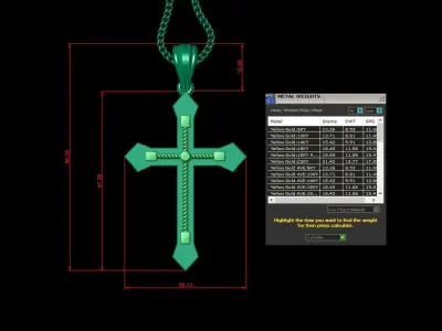 High Cross Pendant Light Gold 18K 4CP076 3D print model