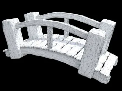 Cartoon Wooden Bridge Low-poly 3D model