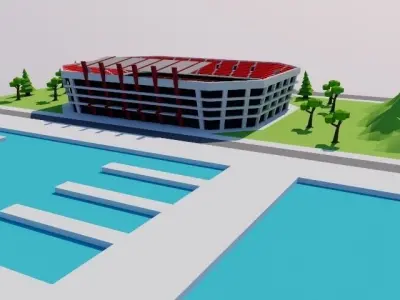 Simple Poly big Stadium Invented Low-poly 3D model
